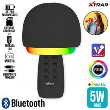 Microfone Caixa de Som Bluetooth 5W RGB WS-602 Xtrad - Preto